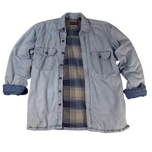 Vintage Wolverine Men’s Medium Denim Flannel Lined Shirt Shacket Work Jacket 90s